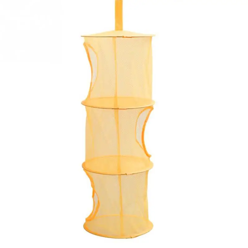 3 ярусная сетчатая подвесная корзина для хранения сетевая клетка отсеки складной