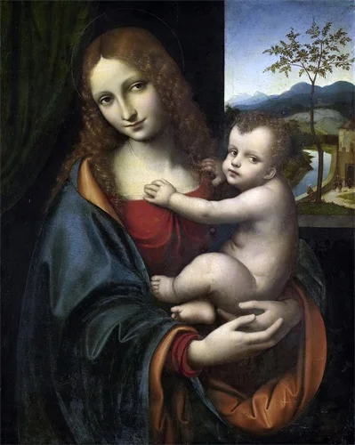 Мадонна и ребенок известная картина маслом от Da Vinci холст живопись искусство на