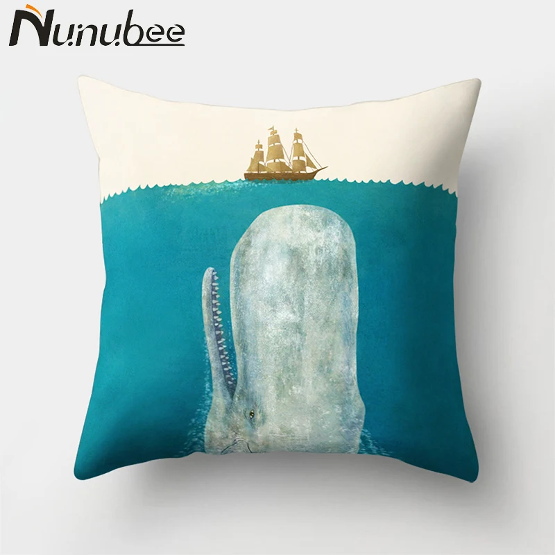 Nunubee подводный мир полиэстер чехлы Дельфин печатных Home Decor наволочки осьминог диванную подушку случай 45X45 см - Цвет: 1700K3129
