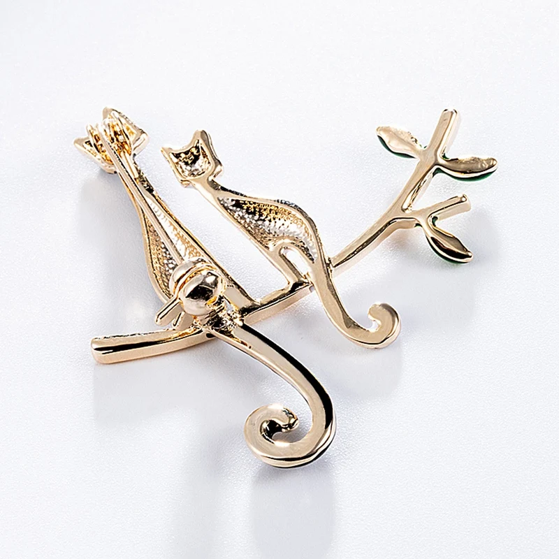 Cartoon Two Cats Shape Brooches Black Enamel Jewelry For Women Kids Coat Dress Collar Pins Party Accessories Gifts | Украшения и