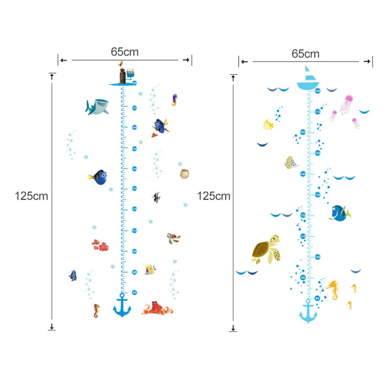 Kids Height Chart Wall Sticker Home Decor Cartoon Nemo Decals for Room Art Wallpaper Mural Bedroom Living room | Дом и сад