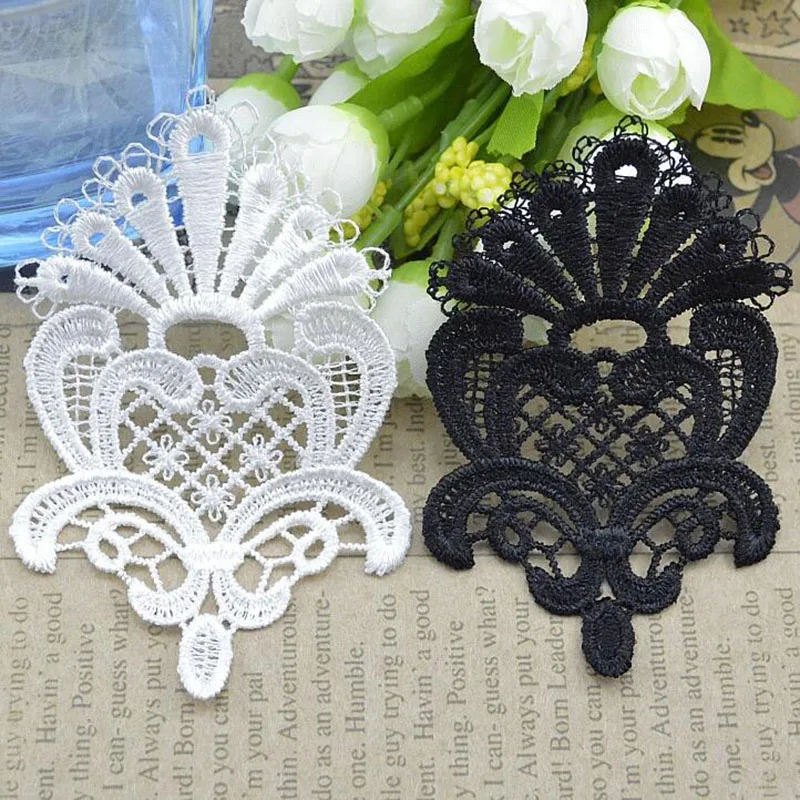 

30Pcs 10.5X6cm Fabric Decals Water Soluble Lace Accessories Lace Applique Embroidered Patch For Wedding Garment Decoration