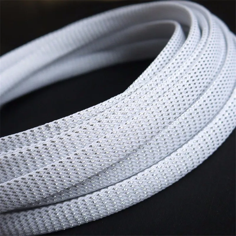 

16mm White&Silver Braided PET Expandable Sleeving Wire Cable Protecting Cable Sleeve PET Nylon High Density Sheathing Insulation