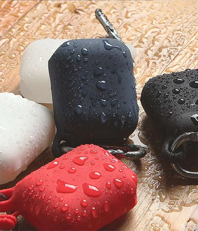Водонепроницаемый чехол для наушников Airpods 2& 1 мягкий гладкий силиконовый Bluetooth беспроводной чехол для наушников Airpods с кольцом-держателем