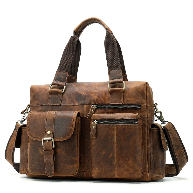 Handbags Man Woman Genuine Leather Shoulder Crossbody Messenger Retro Bag High Capacity Travel Male Business Bolsa Feminina Gift