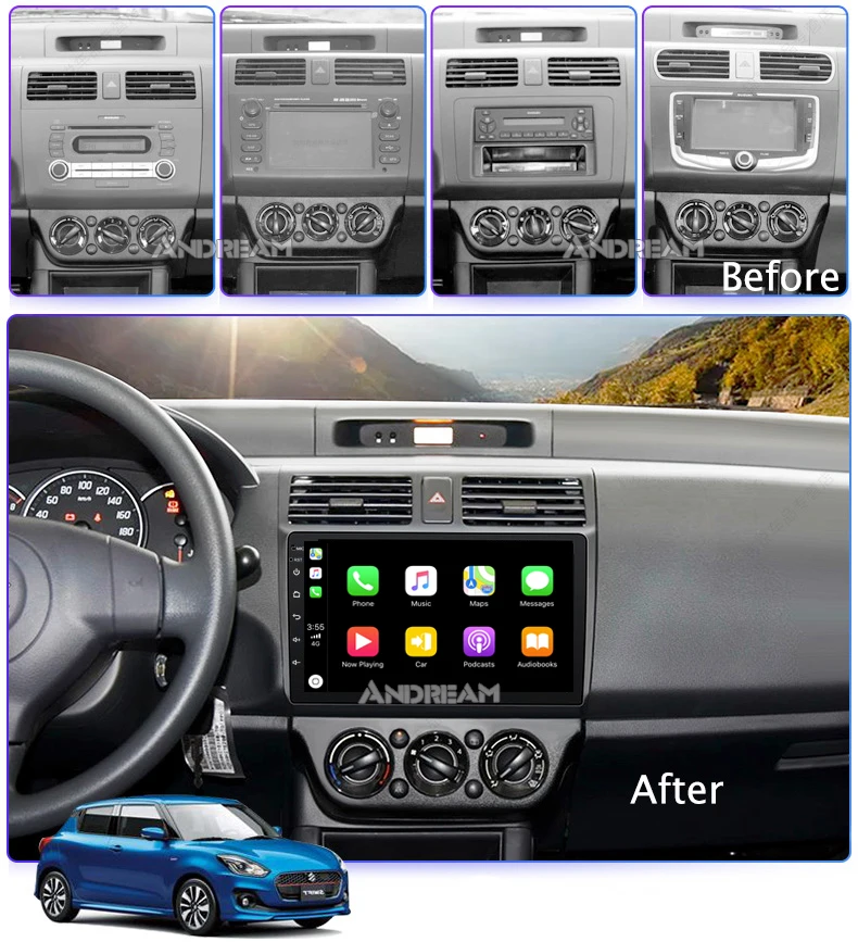 Android 8,1 2+ 32G 10,1 дюймов carplay Автомобильная Мультимедийная система для Suzuki Swift 2005- gps навигация головное устройство радио Bluethooh