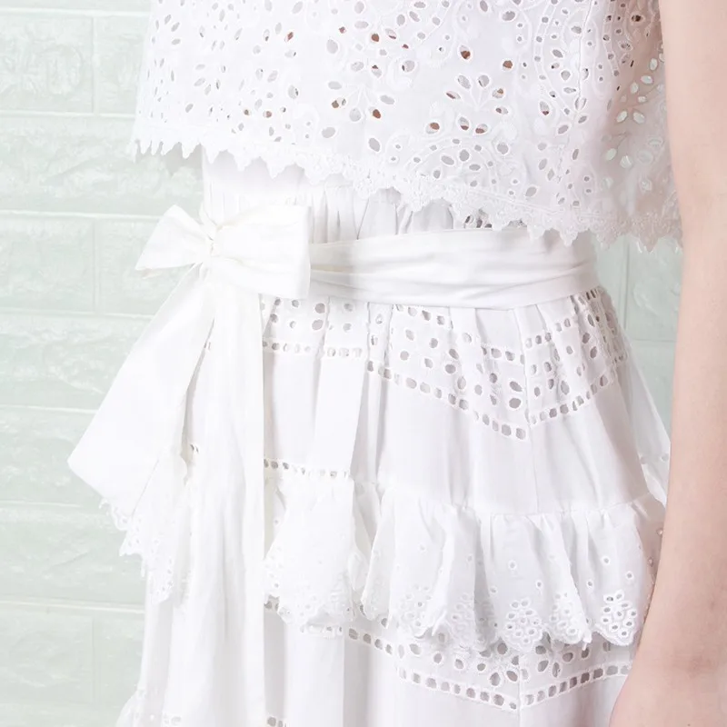 Платье VGH женское ажурное без рукавов кружевное с открытыми плечами свободные а