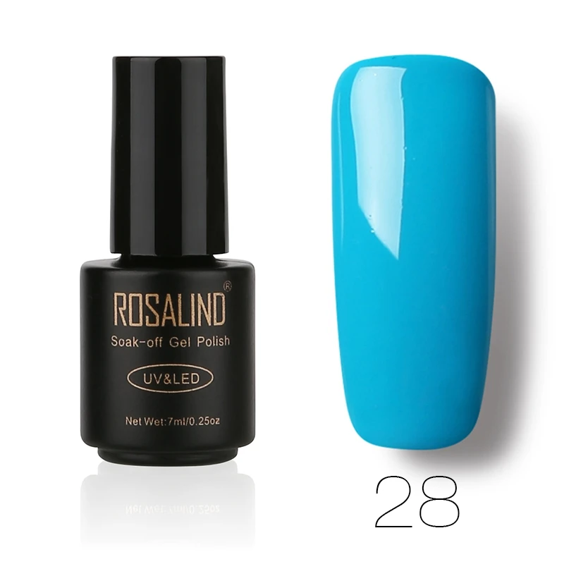 28 Бренд Rosalind, Гель-лак для ногтей, косметика, 1 шт., украшение для дизайна ногтей, высокое качество, винно-красный, розовый, 7 мл, замачиваемый, УФ светодиодный Гель-лак - Цвет: 28