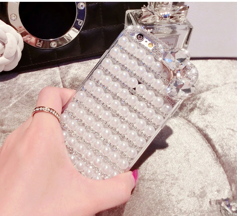 lady Diamond Crystal Bowknot Pearl Phone Cover Case For Samsung Galaxy S10E S10 Lite S9 S8 Plus S7 S6 edge plus Cases |