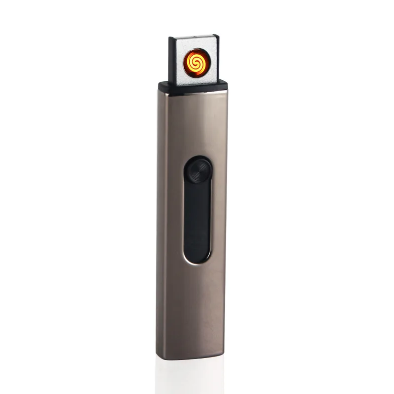 Портативный usb зарядка Зажигалка металлический ветрозащитный сигаретный конвертер - Цвет: Черный