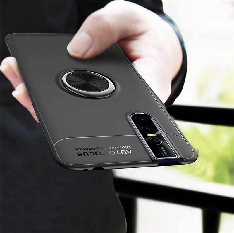 Armor Case For Vivo V15 Pro X27 Car Holder Magnetic Finger Ring Shell Soft TPU Silicone Rubber IQ00 Shockproof Cover | Мобильные