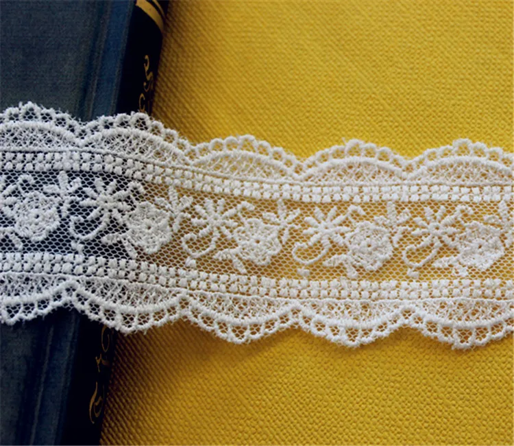 4Yds/лот 5 см в ширину Exquisitewhite искусственный шелк с вышивкой виде кружева одежда