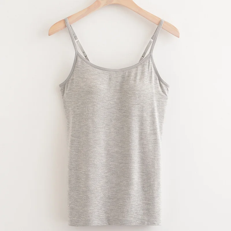 

Woman Padded Camisoles Built in Shelf Spaghetti Strap Tank Top Casual Sleeveless Underwear Comfortable Sleepwear With Pads