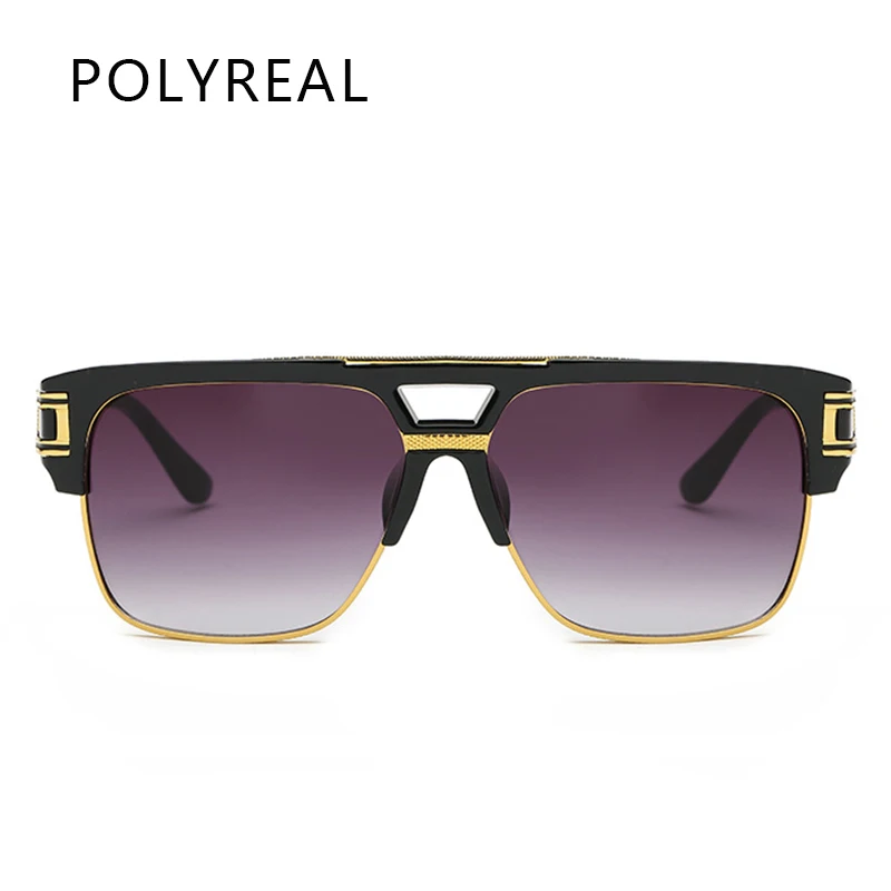 POLYREAL Винтаж для мужчин негабаритные Квадратные Солнцезащитные очки модный бренд