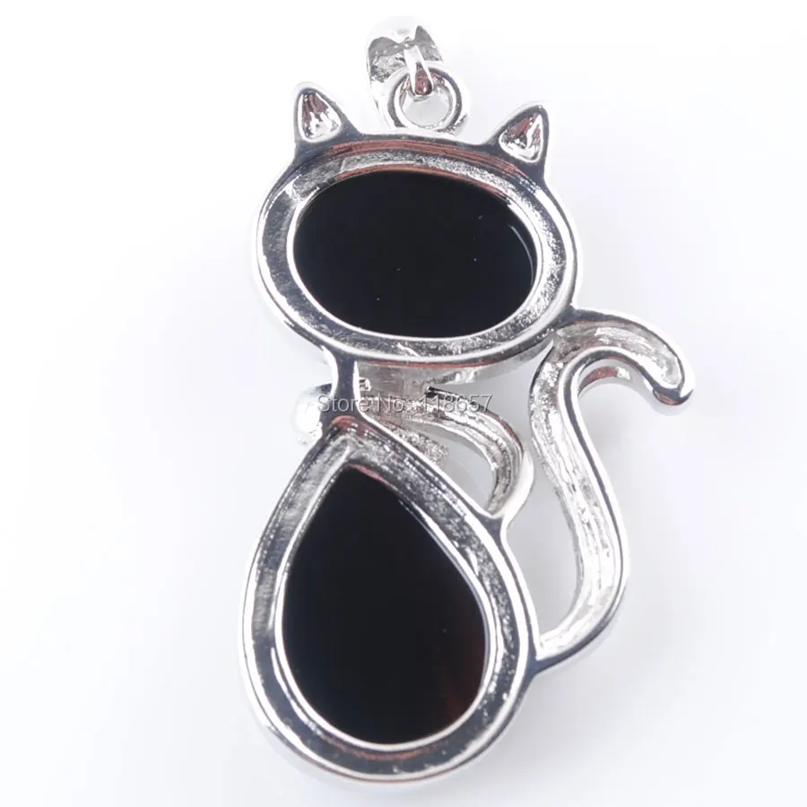 YOWOST Natural Black Agates Gem Stone Bead The Fox Silver Pendant For Women Men Jewelry 1PCS IN3566 | Украшения и аксессуары