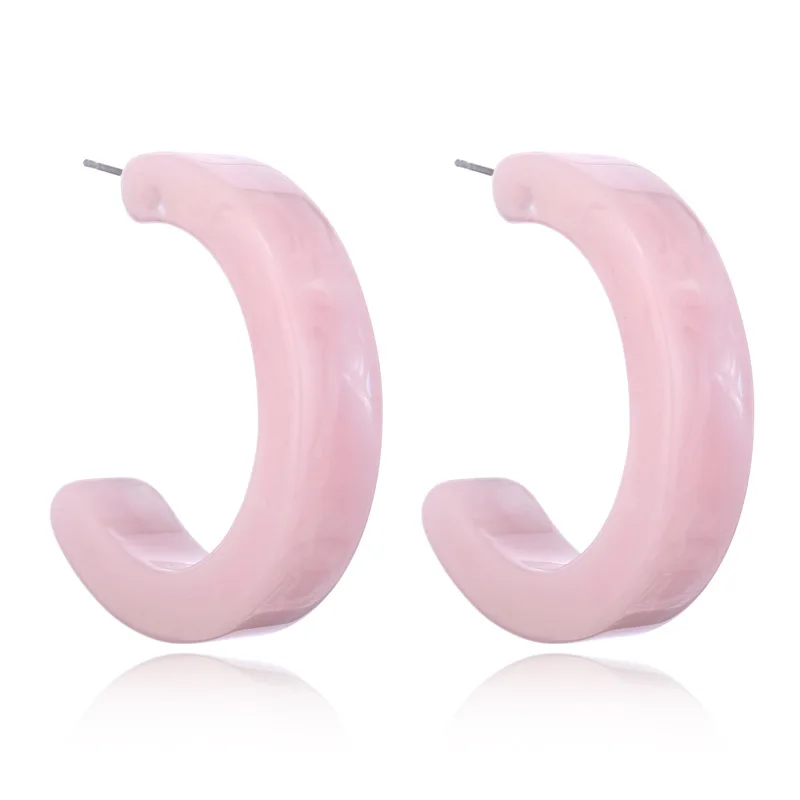Personalized Korean Fashion Earrings C-shape Creative Design High Quality Acetic Acid Stud For Women Young Girl Earring | Украшения и