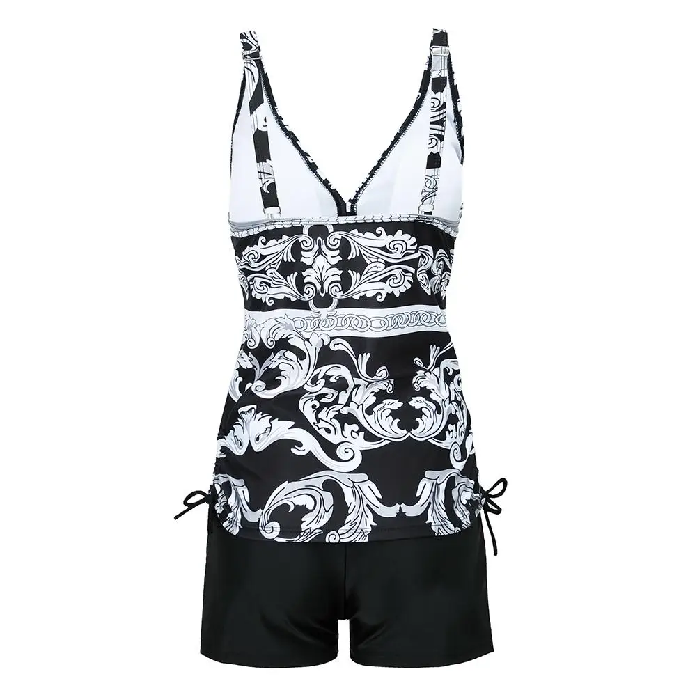 Women Large Size Bikini Set Summer Floral Printed Swimwear Plus Split Padded Bra Swimsuit |
