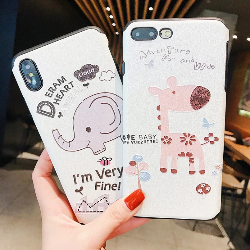 Милый мультяшный чехол для iPhone 7 8 6 6s Plus Животные ПК + ТПУ X XS Max XR бампер Funda Capa |