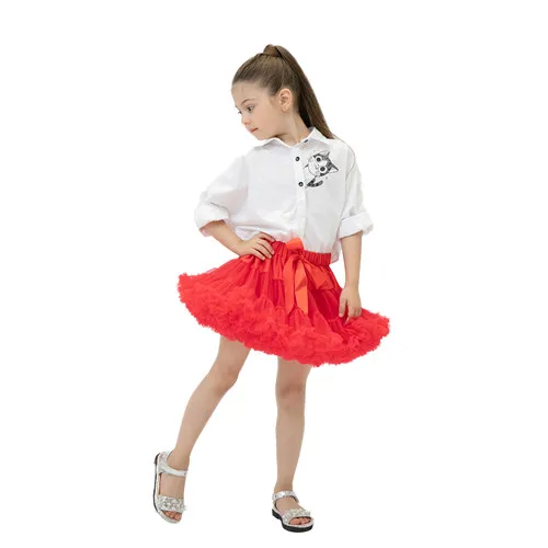 Red Fashion Fluffy Chiffon Teenage Girl Adualt Women Pettiskirts tutu Baby Girls Skirts Princess skirt dance wear Party clothes - Цвет: Red