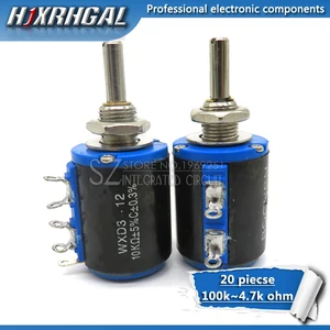 20 шт WXD3-12-1W 100 220 470 1K 2K2 3K3 4K7 10K 22K 33K 47K Ohm 100R 220R 470R 2,2 K 3,3 K 4,7 K WXD3-12 1 Вт проводной потенциометр