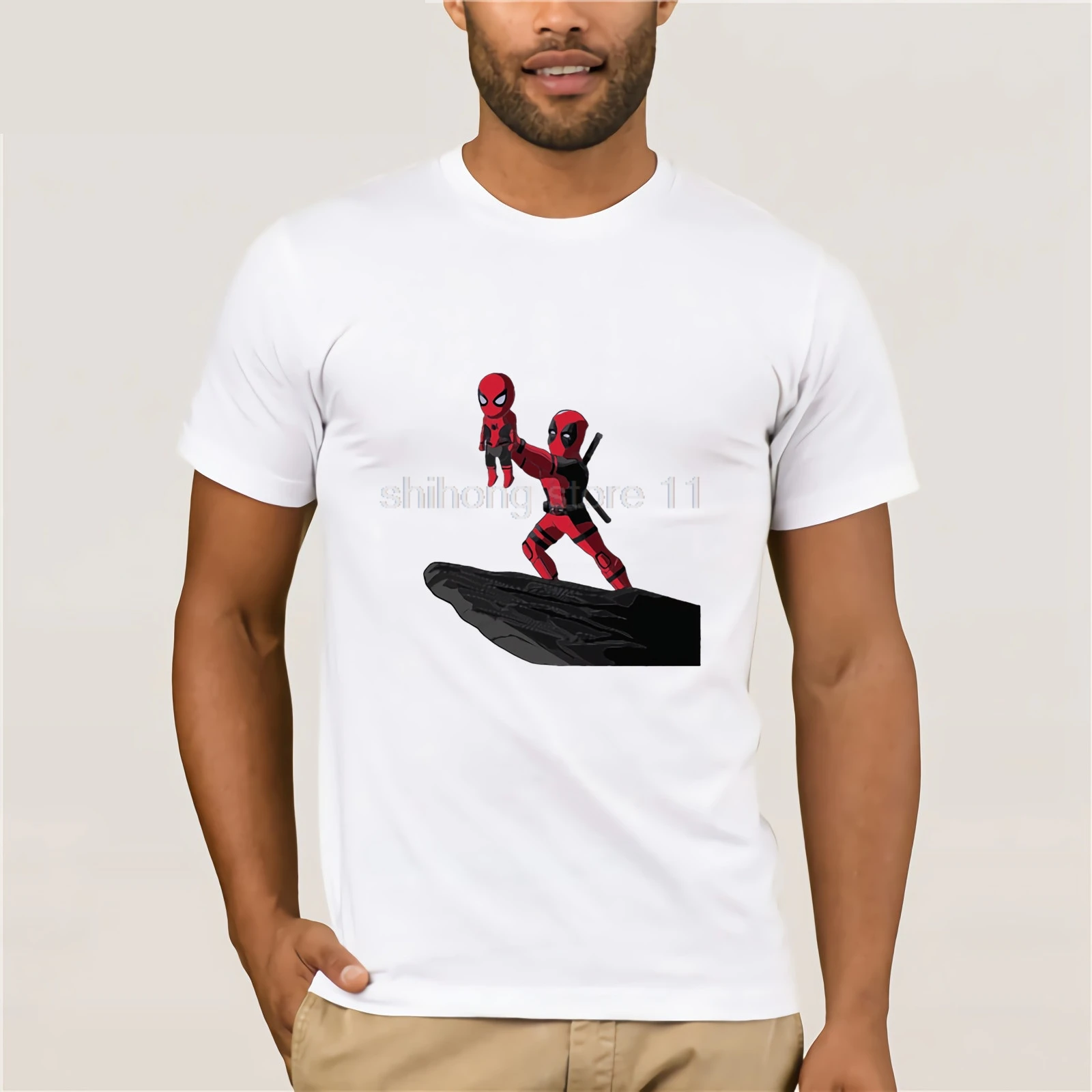 100% cotton cool funny deadpool printed men T shirt casual short sleeve o-neck for tops tees | Мужская одежда