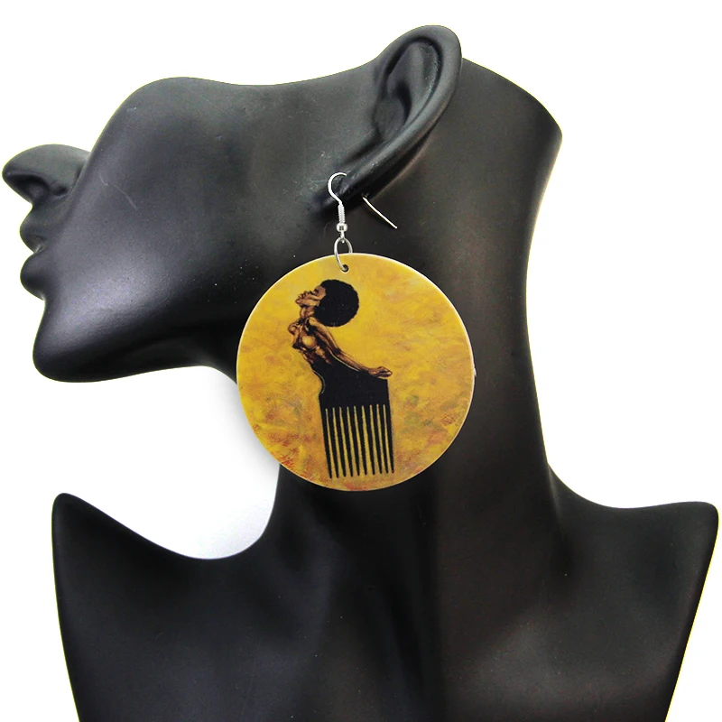 Опт SOMESOOR африканские деревянные серьги в этническом стиле для головы черной