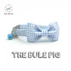 Ошейник для собак в синюю клетку с синим свиным колокольчиком и бантом, хлопковое ожерелье для собак и кошек, регулируемые ошейники и поводок для собак, товары для домашних животных