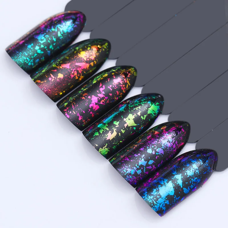 Хамелеоновые блестки облако красочные нестандартные для ногтей блики пудра