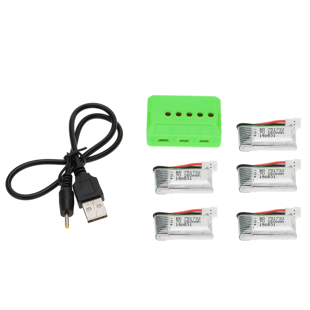 3 7 V 260 mAh Lipo Батарея 5 шт и X5 Зарядное устройство для eachine H8 jjrc Mini Мультикоптер Дрон