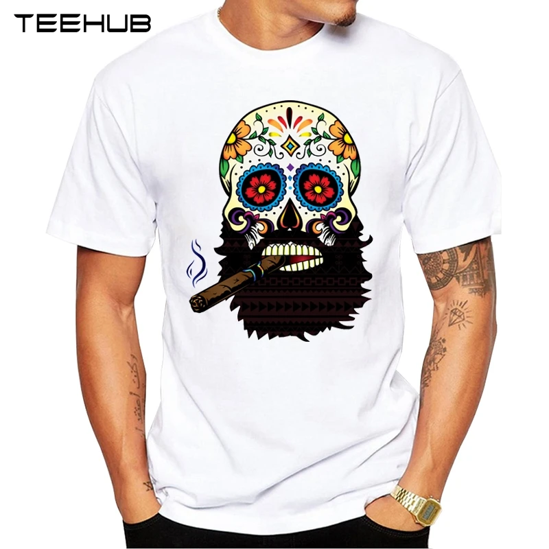 1834 Новое поступление teehub крутая Мужская модная футболка с рисунком черепа, с короткими рукавами, с круглым вырезом, хипстерская безрукавка - Цвет: 1834