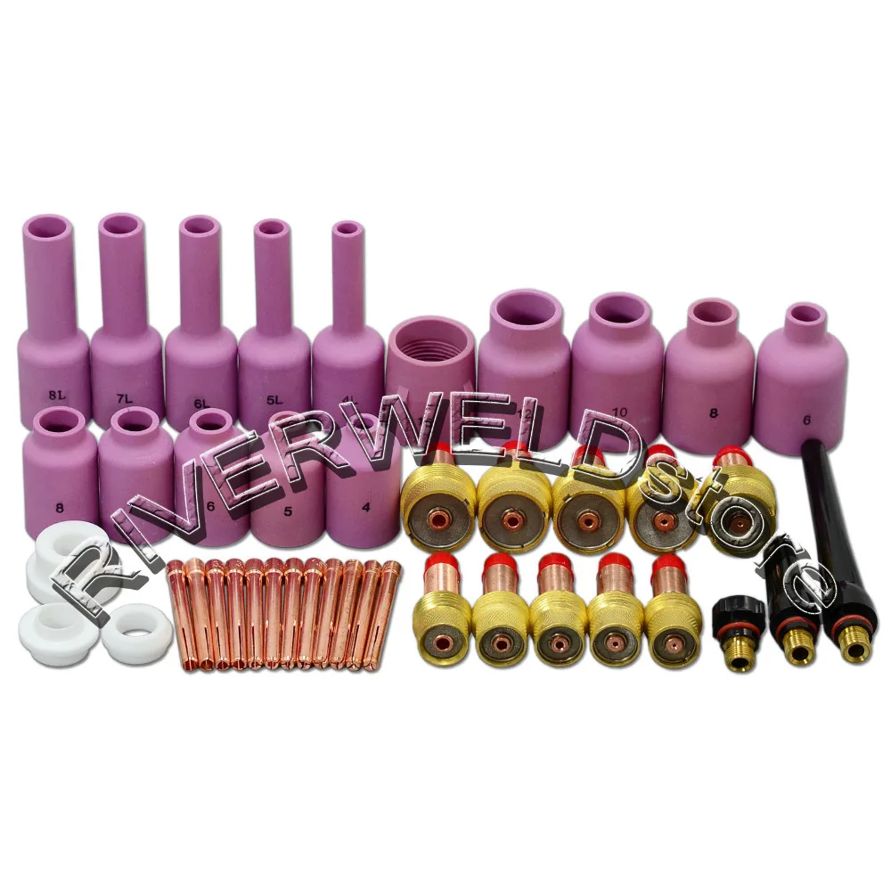 TIG Gas Lens KIT Back Cap Collet Body Fit TIG Welding Torch SR WP17 18 26 Consumables ,43PK