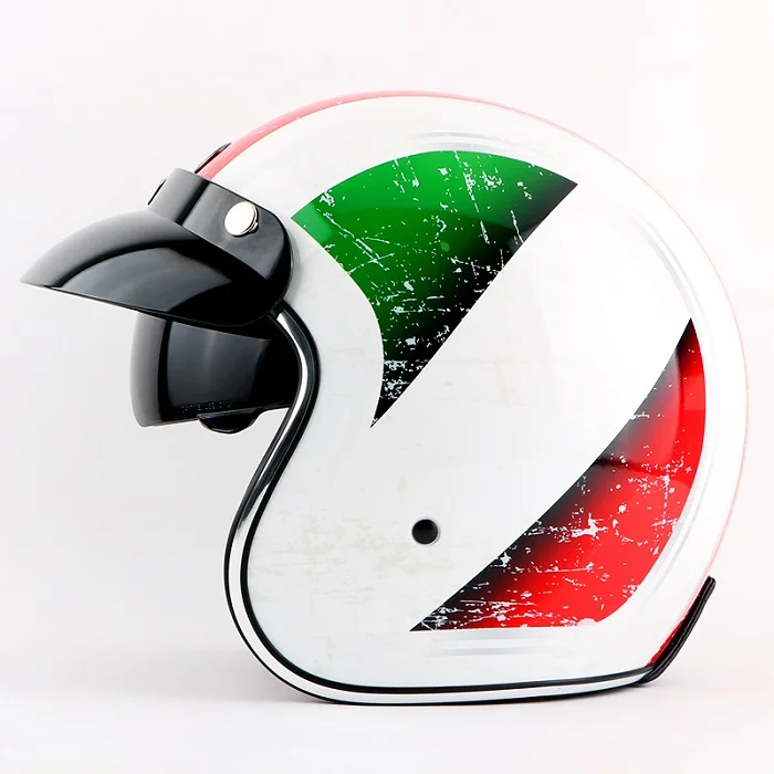 TORC T57 винтажный шлем moto rcycle с открытым лицом 3/4 шлем с внутренним козырьком moto cross jet Ретро capacete мотоциклетный шлем ECE - Цвет: WHITE ITALY