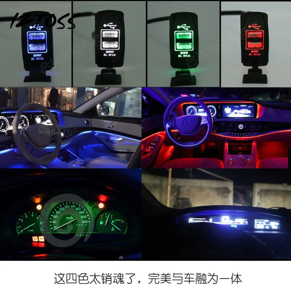 IZTOSS авто для Jeep Лодка Dual USB Зарядное устройство разъем LED Зажигалка 12 24 В 3.1a|lighter