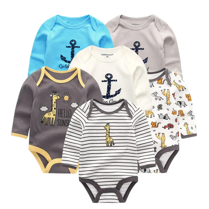 6 шт./партия, зимнее боди с длинными рукавами для новорожденных, roupa de bebe, одежда для маленьких мальчиков и девочек - Цвет: BDL6015