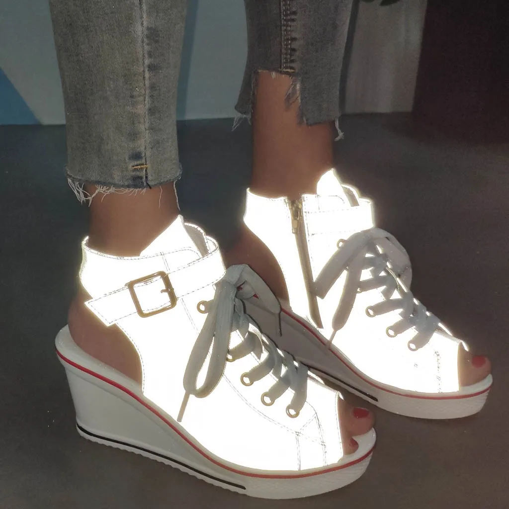 2019 г. Новые популярные женские туфли на танкетке высокие лодочки Повседневная