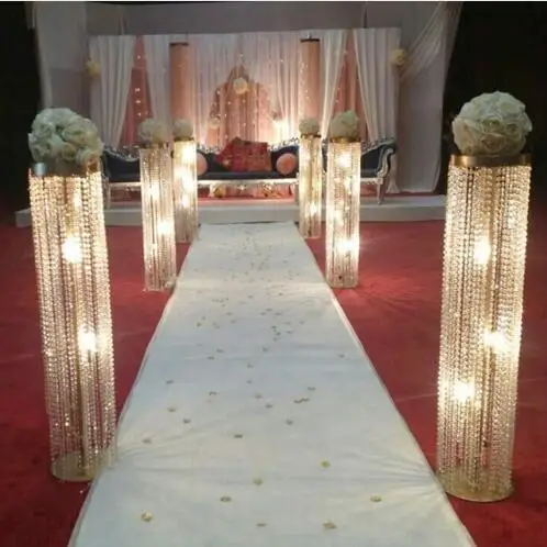 

110 cm Tall Wedding Aisle Decorations Crystal Pillars Wedding Walkway Stand Flower Stand Centerpiece For Party Marriage