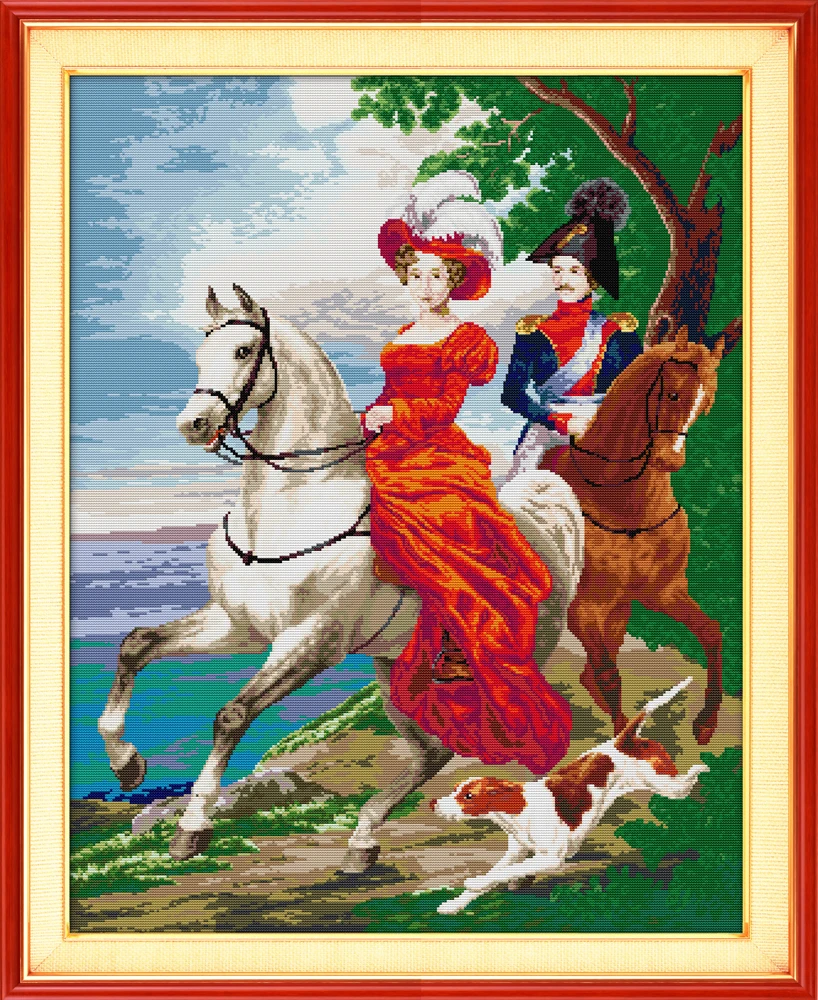 Набор для вышивки крестиком Knight couples kit aida 14ct 11ct на холсте вышивка ручной работы