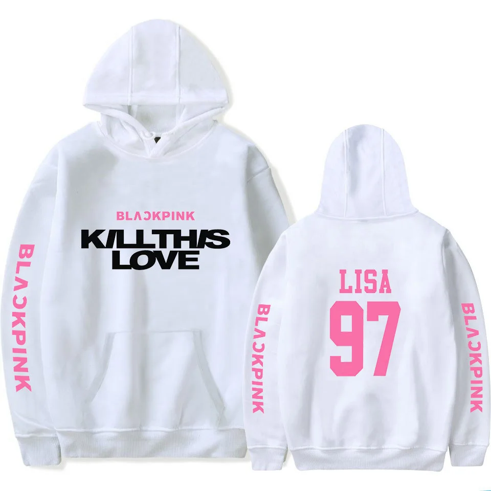 Kpop Kill This Love Blackpink толстовка с альбомом Роза Лиза хип хоп розовая толстовка с капюшоном для мужчин и женщин толстовки свитера большого размера больше