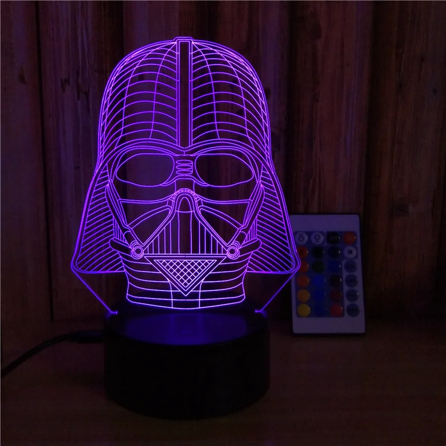 Звездные войны Дарт Вейдер 3D иллюзия светодиодная USB лампа сенсорная RGB 7 цветов