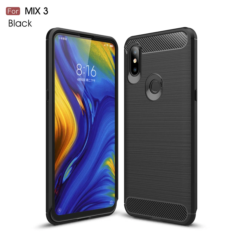 Xiaomi Mi Mix 3 Case Cover QAZ Maggie Silicone Soft TPU Brushed Carbon Fiber Texture For | Мобильные телефоны и