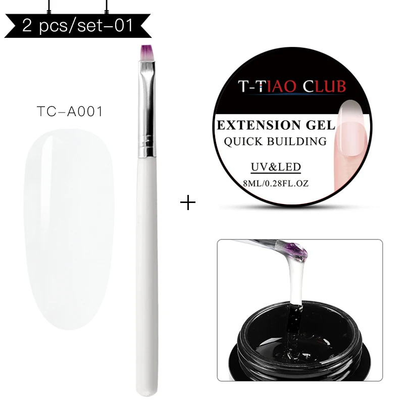 ZH05023 T-TIAO CLUB Poly быстрый набор гелей для ногтей набор инструментов розовый прозрачный обнаженный впитывающий УФ светодиодный гель для ногтей - Цвет: ZH05023