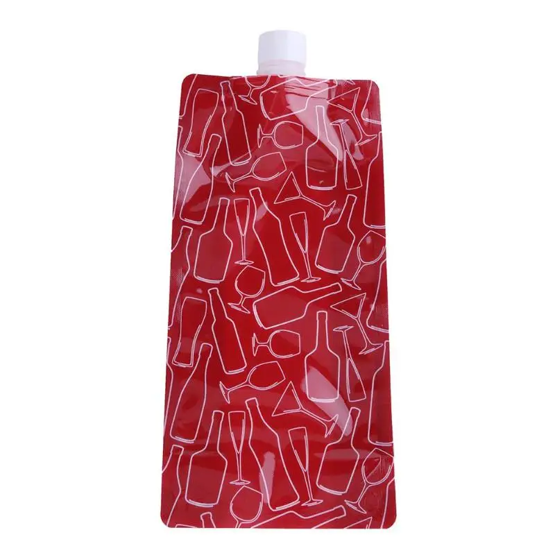Red 750ml Пластиковые мешки для воды складная бутылка питьевой кемпинг сумка для езды на велосипеде, бега мешочек pe открытый Портативный Пеший туризм мешок воды складной - Цвет: Red 750ml
