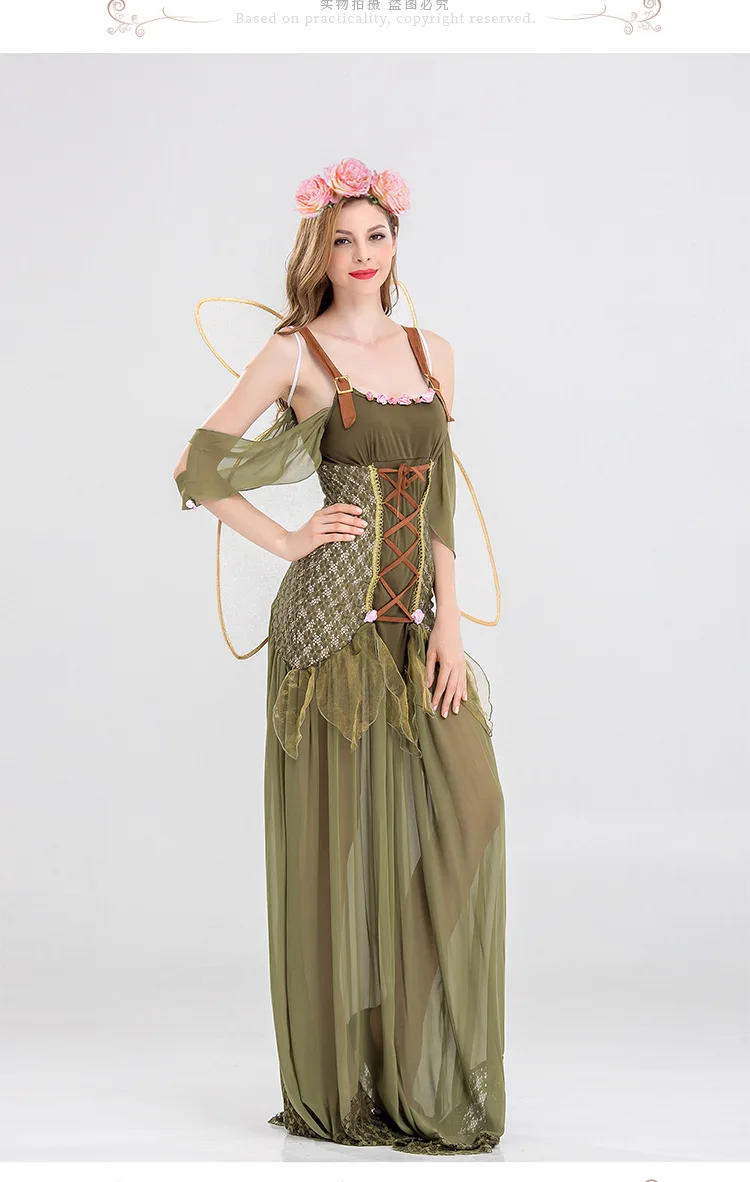 Новое платье для девочек одежда костюмированных игр цветок и Fairy Elf ролевые игры