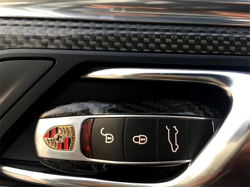 

Free shipping Real carbon fiber car key case smart key cover remote car key shell for Porsche