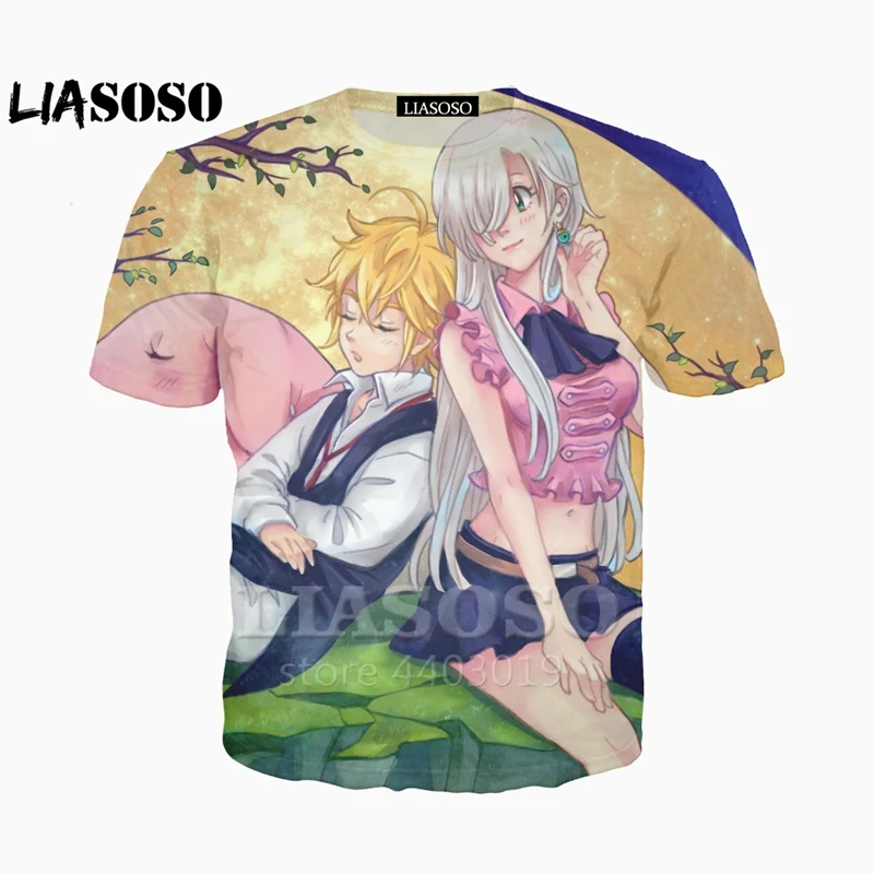 LIASOSO новый аниме Nanatsu No Taizai семь смертных грехов Дракон печатная 3d футболка