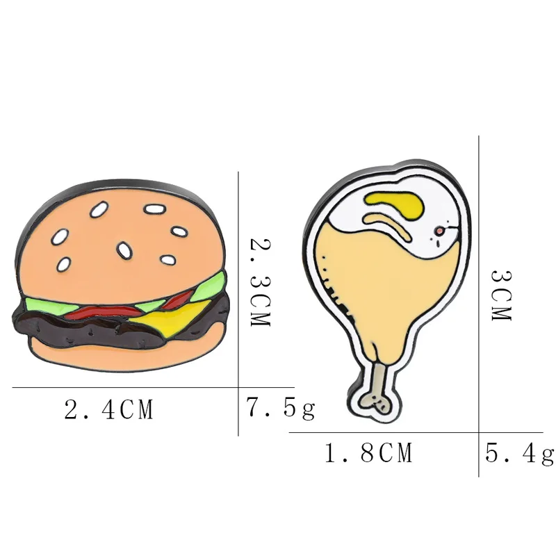 Men's and women's brooch Cartoon Drop Oil Brooch Hamburger Leg Badge Accessories Good Friend Gift Wholesale | Украшения и