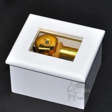 Laxury 18 Note заводная деревянная музыкальная шкатулка в белом цвете переноска с