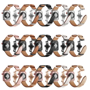 Ремешок кожаный с застежкой-бабочкой для apple watch 65SE7432 iwatch 44 мм, 40 мм, 42 мм, 38 мм, 45 мм, 41 мм