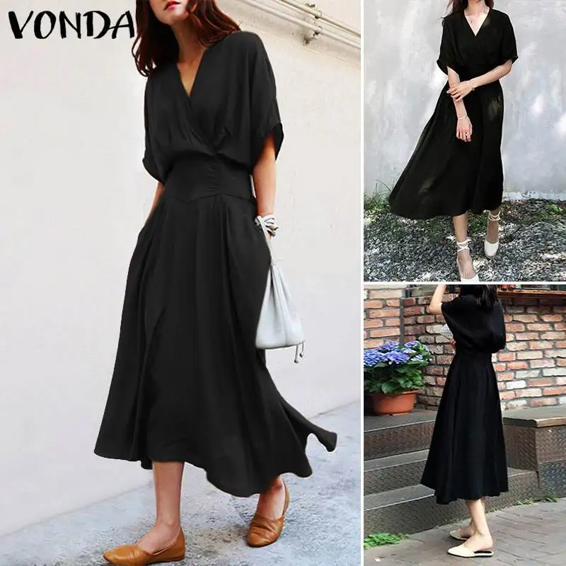 VONDA, богемное женское винтажное платье, летнее, vestidos,, сексуальное, рукав, для праздника, для вечеринки, элегантное, OL, сарафан размера плюс
