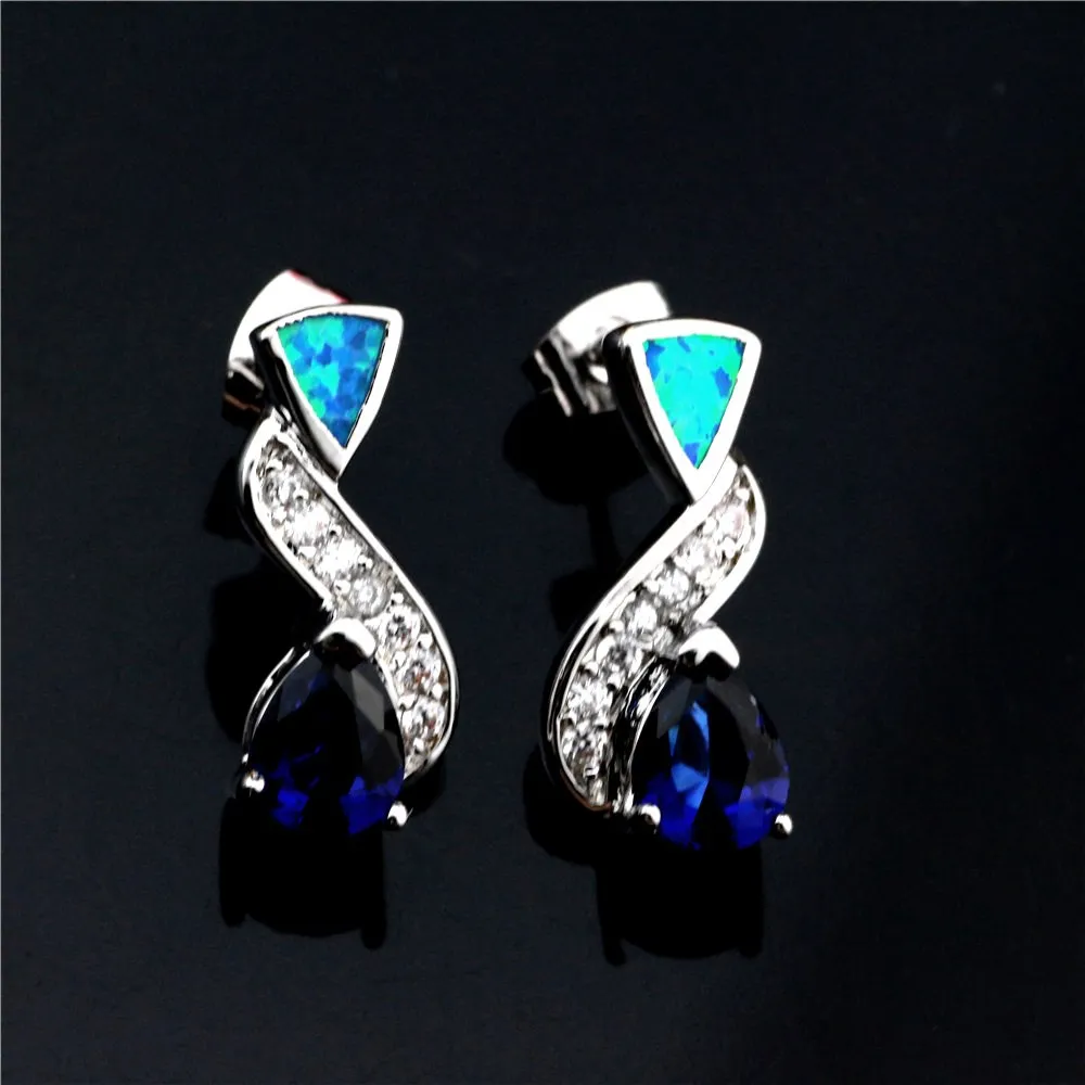 Вращающиеся удлиненные темно-синие Циркон Синий Opel серьги Индивидуальность Мода